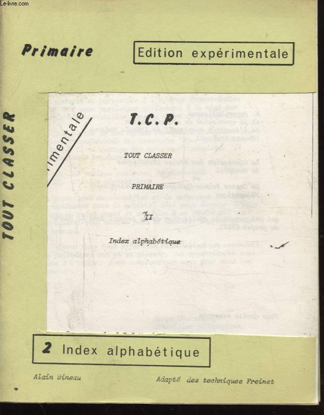 T.C.P. TOUT CLASSER II INDEX ALPHABETIQUE