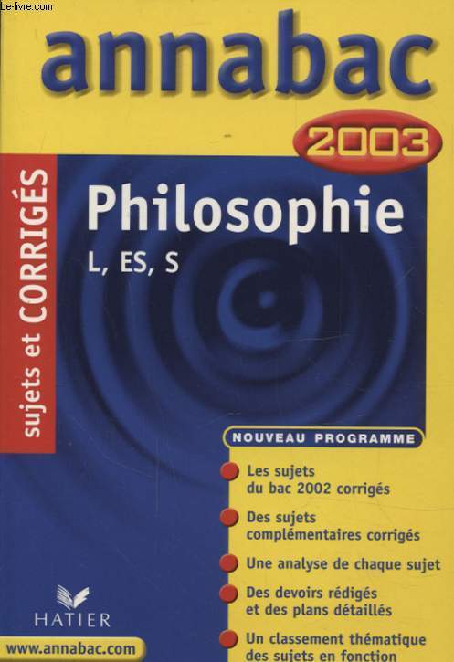 ANNABAC 2003 PHILOSOPHIE L-ES-S