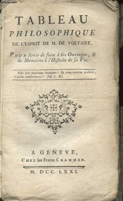 TABLEAU PHILOSOPHIQUE DE L ESPRIT DE M. DE VOLTAIRE