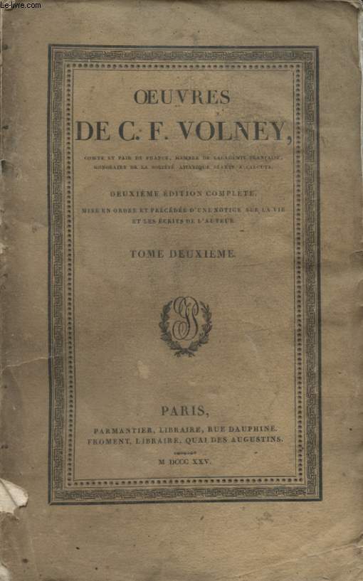 OEUVRES DE C.F. VOLNEY TOME DEUXIEME