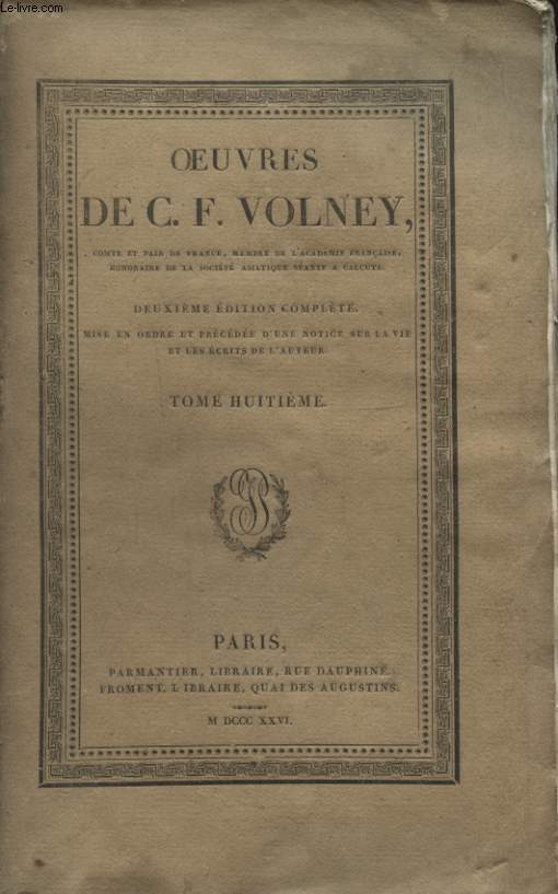 OEUVRES DE C.F. VOLNEY TOME HUITIEME