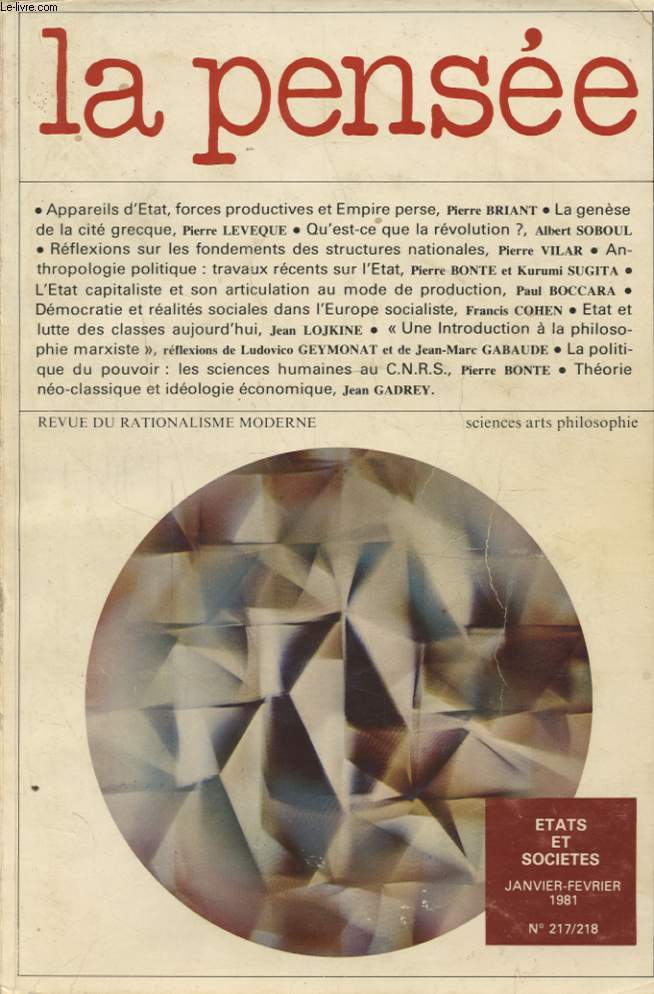 LA PENSEE N217/218 : etats et societes