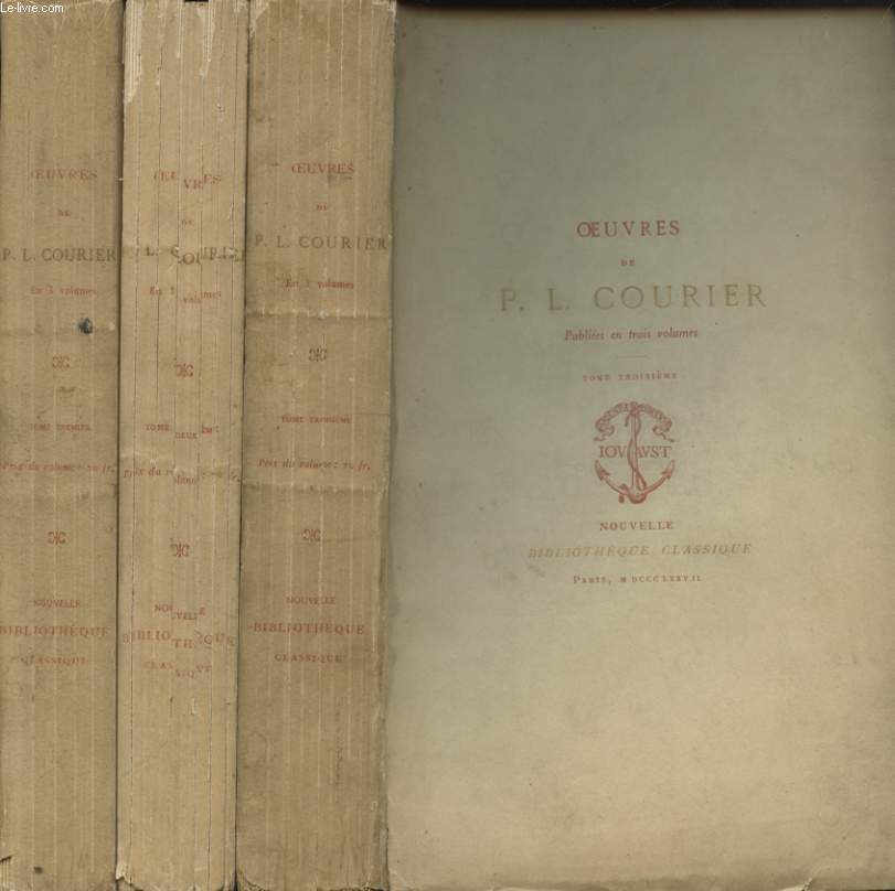 OEUVRES DE P.L. COURIER EN TROIS VOLUMES