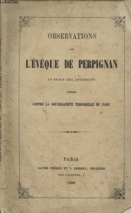 OBSERVATIONS DE L EVEQUE DE PERPIGNAN
