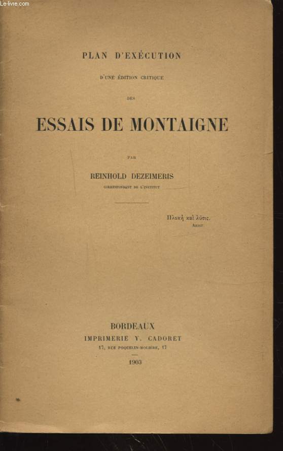 ESSAIS DE MONTAIGNE