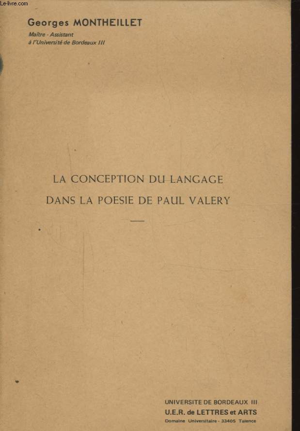 LA CONCEPTION DU LANGUAGE DANS LA POESIE DE PAUL VALERY
