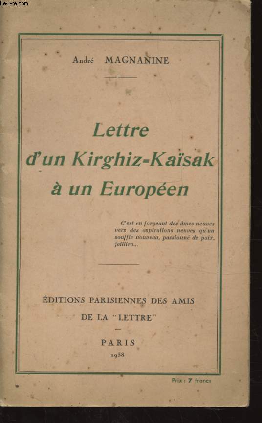 LETTRE D UN KIRGHIZ KAISAK A UN EUROPEEN