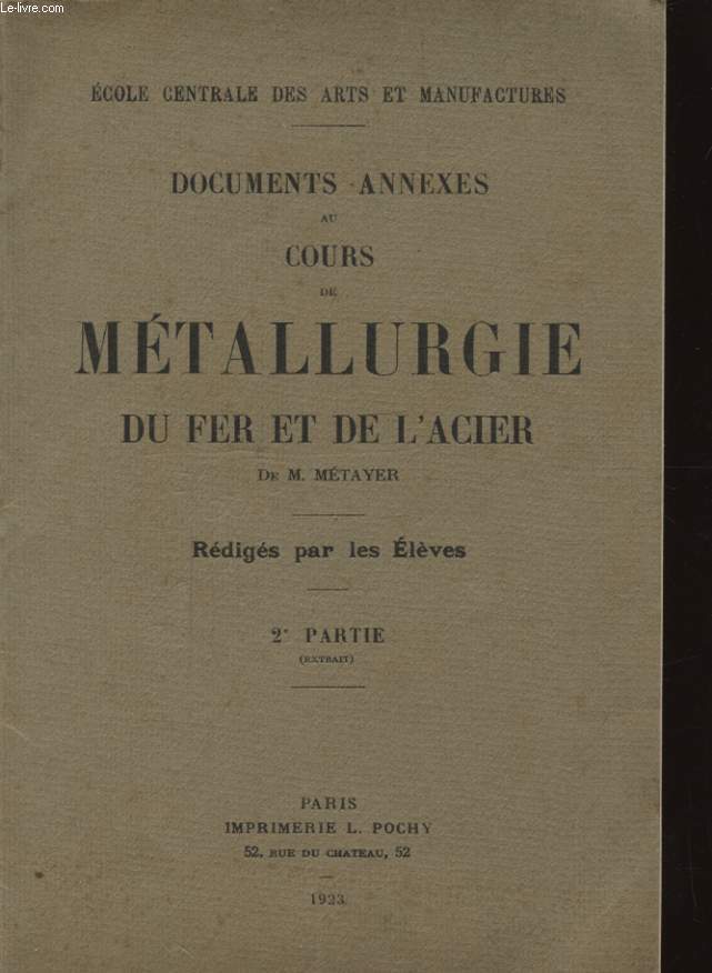 DOCUMENTS ANNEXES AU COURS DE METALLURGIE DU FER ET DE L ACIER