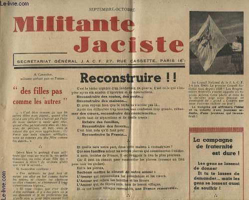 MILITANTE JACISTE SEPTEMBRE OCTOBRE : RECONSTRUIRE