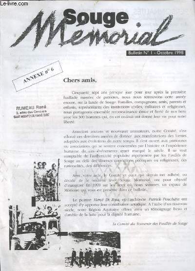 SOUGE MEMORIAL BULLETIN N1