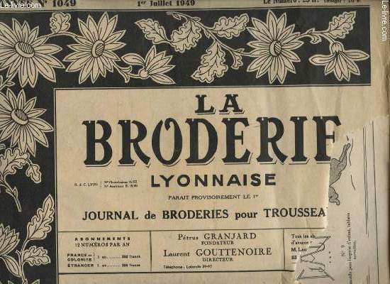 LA BRODERIE LYONNAISE N1049 : 1 JUILLET 1949