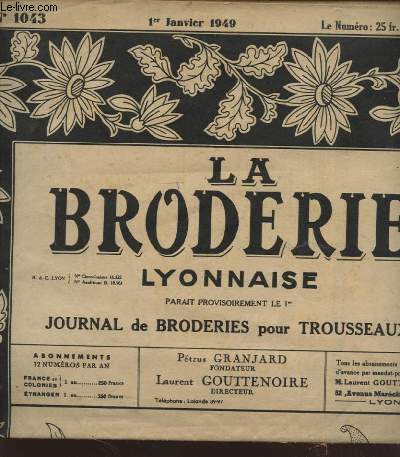 LA BRODERIE LYONNAISE N1043 : BAVOIR LE MODELE DESSINE OU PERFORE...