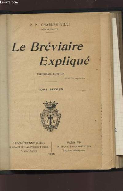 LE BREVIAIRE EXPLIQUE - TOME 2.