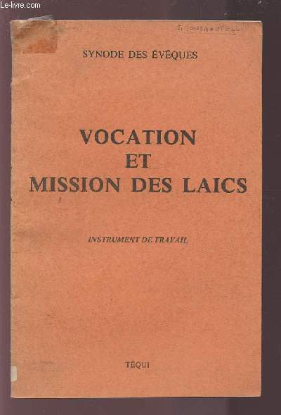 VOCATION ET MISSION DES LAICS - INSTRUMENT DE TRAVAIL.