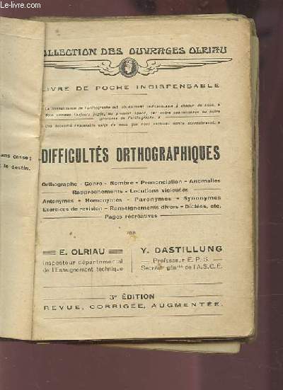 DIFFICULTES ORTHOGRAPHIQUES.