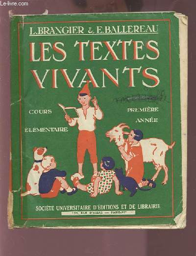 LES TEXTES VIVANTS - COURS ELEMENTAIRE PREMIERE ANNEE.