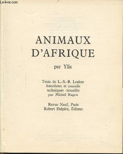 ANIMAUX D'AFRIQUE.