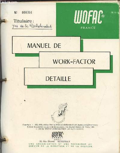 MANUEL DE WORK-FACTOR DETAILLE - N351.
