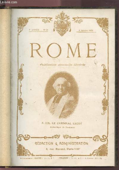 ROME - TOME QUATRIEME - PUBLICATION MENSUELLE ILLUSTREE - 3 ANNEE N25 DU 8 JANVIER 1906-07.