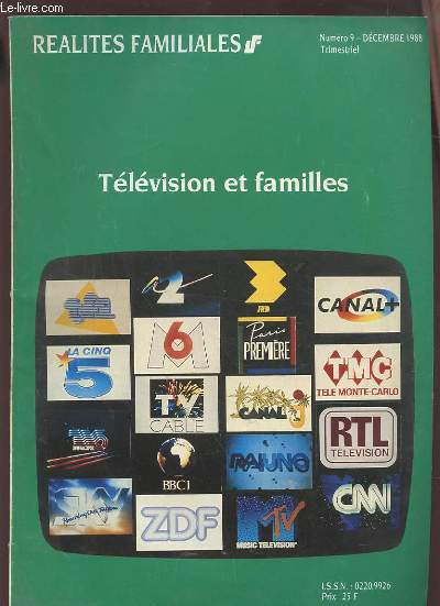 REALITES FAMILIALES - N 9 / DECEMBRE 1988 : TELEVISION ET FAMILLES.