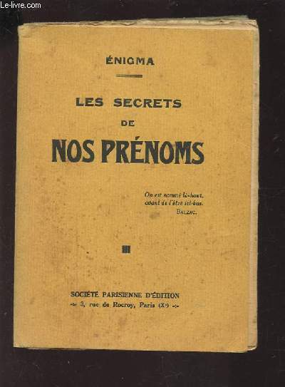 LES SECRETS DE NOS PRENOMS.