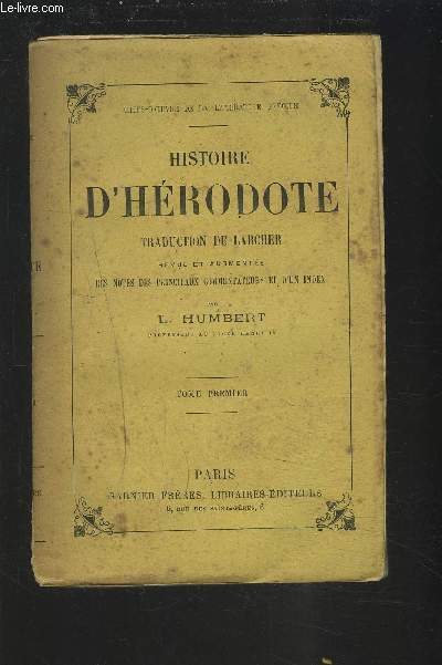 HISTOIRE D'HERODOTE - TOME PREMIER.