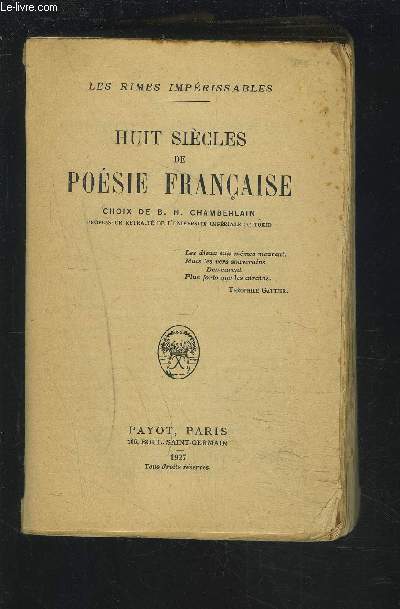 HUIT SIECLE DE POESIE FRANCAISES.