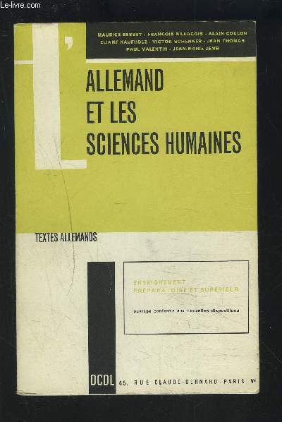 L'ALLEMAND ET LES SCIENCES HUMAINES - ENSEIGNEMENT SUPERIEUR.