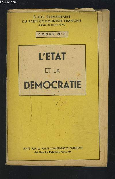 L'ETAT ET LA DEMOCRATIE - COURS N3.
