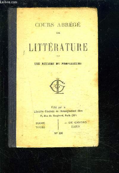 COURS ABREGE DE LITTERATURE.