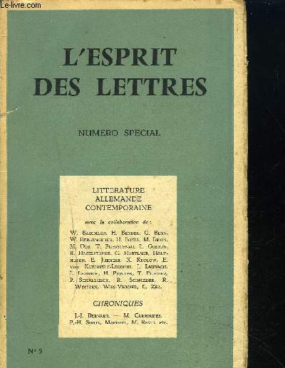 L'ESPRIT DES LETTRES / NUMERO SPECIAL / N5 / Littrature allemande contemporaine