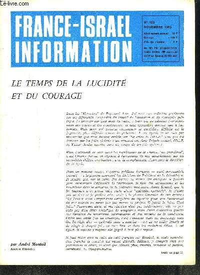 FASCICULE : FRANCE-ISRAEL INFORMATION - N103 - Novembre 1983