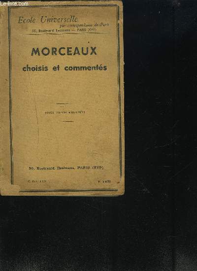 MORCEAUX CHOISIS ET COMMENTES - ECOLE UNIVERSELLE