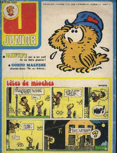 J JUNIOR - N37 - JEUDI 12 SEPTEMBRE 1974 - Rififi est  un poil de se faire plumer, Corto maltese aborde dans l'le au trsor,...