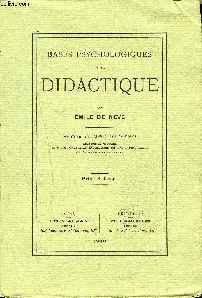 BASES PSYCHOLOGIQUES DE LA DIDACTIQUE.