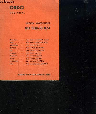 REGION APOSTOLIQUE DU SUD-OUEST