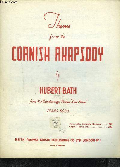 PARTITION : THEME FROM THE CORNISH RHAPSODY