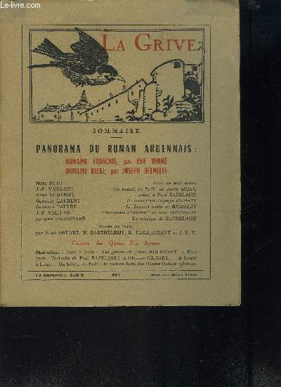 LA GRIVE N101/ PANORAMA DU ROMAN ARDENNAIS - JANVIER MARS 1959