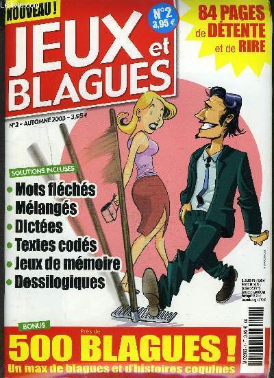 3 MAGAZINES- JEUX ET BLAGUES N2 automne 2003- JEUX NOTRE TEMPS NOVEMBRE 2003/ MOTS CAMOUFLES