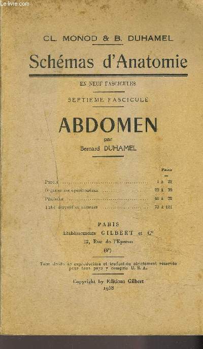 SCHEMAS D'ANATOMIE- en neuf fascicules - SEPTIEME FASCICULE- ABDOMEN