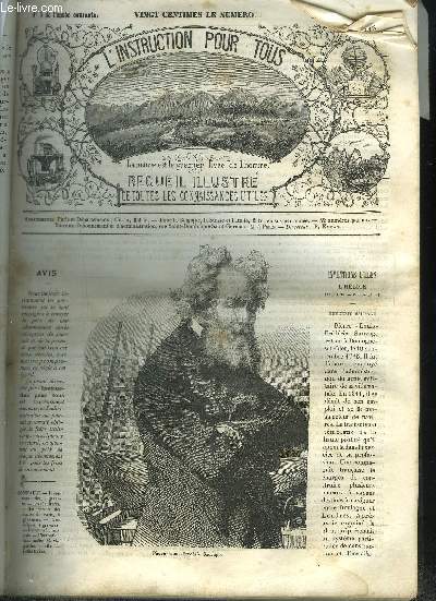 L'INSTRUCTION POUR TOUS- RECEUIL ILLUSTRE DE TOUTES 0LES CONNAISSANCES UTILES N8 / Inventions utiles, 1 gravures. - Les spultures. - le jardin des plantes de paris, 2 gravures.- Les clipses, 4 gravures. ETC...