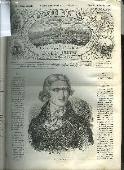 L'INSTRUCTION POUR TOUS- RECEUIL ILLUSTRE DE TOUTES LES CONNAISSANCES UTILES N10 / Muse des hommes utiles : Parmentier, 1 gravures. - Revue scientifique.. Les Campagnols, 1 gravures.- Expositions des insectes nuisibles et utiles, 1 gravures. ETC...