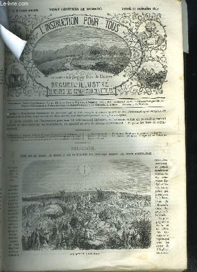 L'INSTRUCTION POUR TOUS- RECEUIL ILLUSTRE DE TOUTES LES CONNAISSANCES UTILES N11 / Religion. Etude sur les usages, les moeurs et les institutions des chrtiens pendant les temps apostoliques, 1 gravures. - Le siphon de la Seine, 2 gravures.ETC.