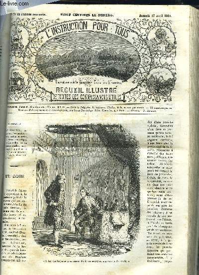 L'INSTRUCTION POUR TOUS- RECEUIL ILLUSTRE DE TOUTES LES CONNAISSANCES UTILES N42 / Henri Cavendish, une gravure.- Architecture, ordres et styles. - Revue scientifique. - Les toiles.- ETC...