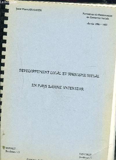 DEVELOPPEMENT LOCAL ET TOURISME SOCIAL EN PAYS BASQUE INTERIEUR