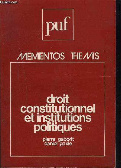 DROIT CONSTITUTIONNEL ET INSTITUTIONS POLITIQUES