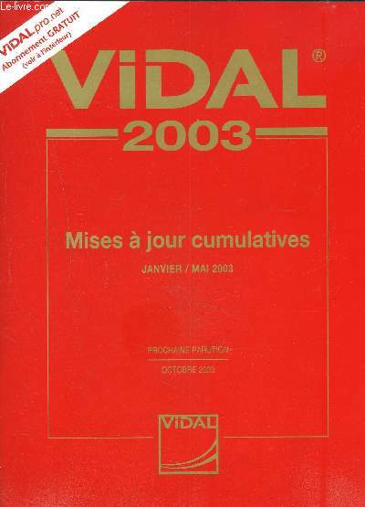VIDAL- MISES A JOUR CUMULATIVES- JANVIER/MAI 2003