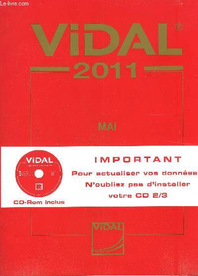 VIDAL- FASCICULE MAI 2011- LIVRE SANS LE CD ROM