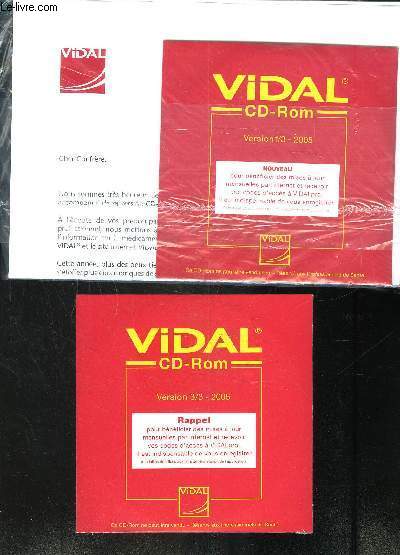 2 CD ROM VIDAL: VERSION 1/3 ET VERSION 3/3 - 2005