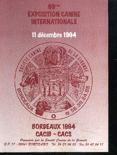 69 me EXPOSOSITION CANINE INTERNATIONALE- 11 DECEMBRE 1994